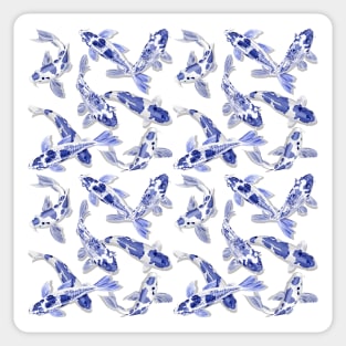 Blue and white Koi fish Sticker